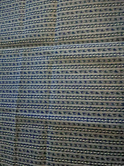 VTG Civil War Repro. Indigo Blue w/ White Floral Wallpaper Stripe BTFQ
