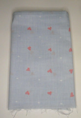 5/6 yard light blue fabric with pink hearts and white dots 31″ x 44″
