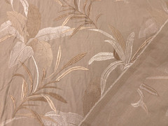 Covington BURBANK LINEN Beige Tan Tropical Plant Embroidery Drapery Fabric