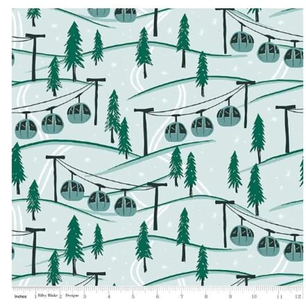Fat Quarter Riley Blake “Ski Hill” Mountainside Powder Blue Quilt Cotton