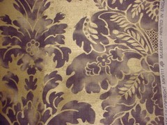 8Y Mulberry FD255 Fresco Charcoal Gold Handprint Damask Linen Upholstery Fabric