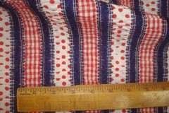 1.5 yds Faggoting Fabric Patriotic Check Polka Dot Ruffled Quilt Craft 51″ x 56″