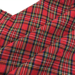 Red Tartan Plaid Fabric 130GSM Cotton for Sewing Holiday Decor Homespun Rag
