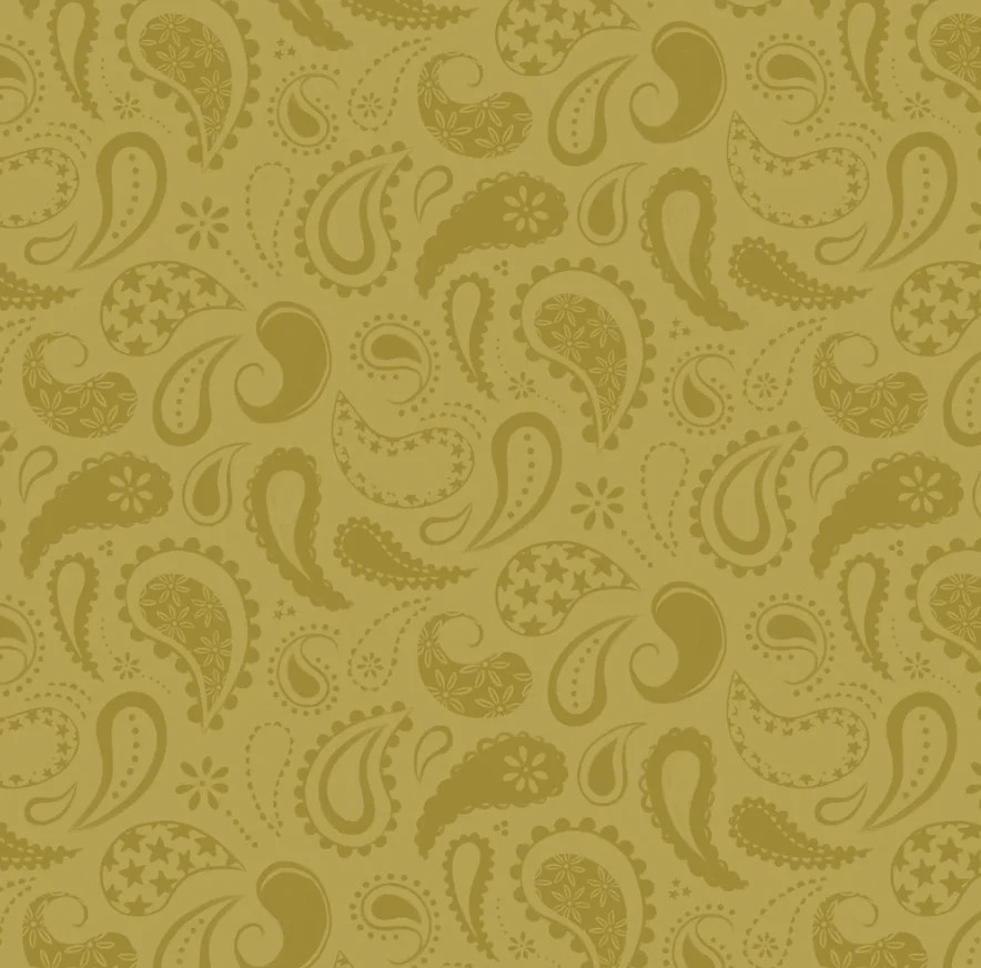 CAMELOT FABRICS – Howdy Partner By Gabrielle Neil – Prairie Paisley – Ochre