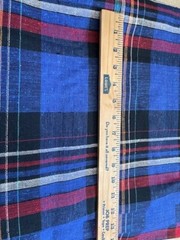 Blue/White/Red/Black plaid Heavy Linen/ Cotton Remnant 45″ x 6 2/3yd.