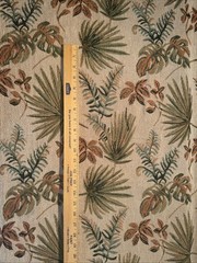 Fern Palm Print Cotton Tapestry Fabric Tan Green Brown 1+ Y #2
