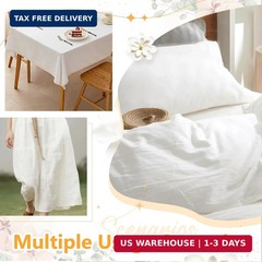 Linen Fabric by the Yard, 61 Inch Wide White Blend Cloth, 60% Linen 40%