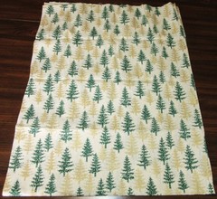 Vintage Sewing Fabric Christmas Trees Gold Metallic Accent 56″ x 44″