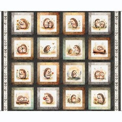 Hedgehugs By Quilting Treasures – Charcoal Block Panel #31412-K
