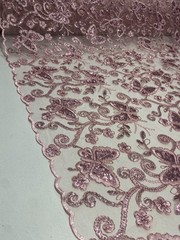 Dusty Butterfly Sequin Lace Fabric – 3D Embroidered Floral Mesh Couture Beaded