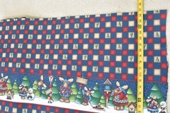 By 1/2 Yd, Vintage, Red Navy Tan Northwoods Christmas Border/Daisy Kingdom,B1670