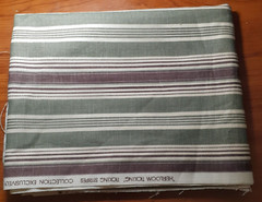 Waverly Exclusive Fabric Remnant Heirloom Ticking Olive Green Brown 2.5 yd x 18″