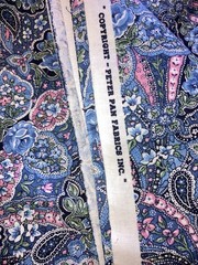 Floral Paisley Denim Blue Lt Pink Lt Green Vintage Peter Pan Fabric 2.75Y x 44″W