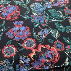 Bold Vibrant Blended Fabric Double Sided 2.5 Yards x 60″ Wide Floral Pattern VTG