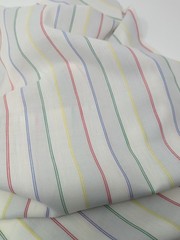 Red Blue Green Yellow Thin Stripes On White Poly Cotton Blend Fabric 31″ X 44″