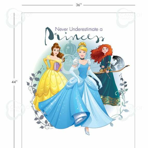 Fabric with Princess Girl Movie Characters Cotton Camelot 36″ Panel