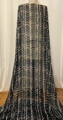 100% Silk Chiffon Pique/Honeycomb Weave Blue Black Fabric By The Yard 58″Wide