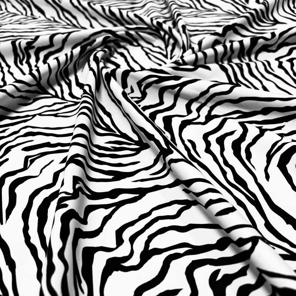 Black & White Animal Print Zebra Stretch Spandex Fabric 60″ by Yard for Swimwear