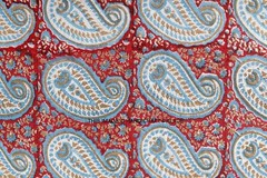 By The Yards Red Hand Paisley Printed Cotton New Block Print Fabric Floral Vine