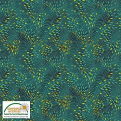 Stof Fillippa’s Line Lines & Oblong Dots Green Cotton Fabric By The Yard