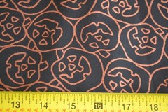 By 1/2 Yd, Metallic-Copper Halloween Pumpkins on Black Cotton/Hobgoblin, N529