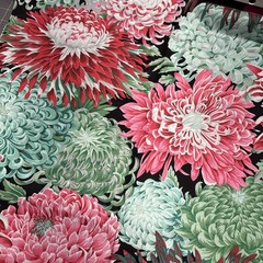 Japanese Chrysanthemum, red green – Kaffe Fassett Fabric Cotton One Yard Cut