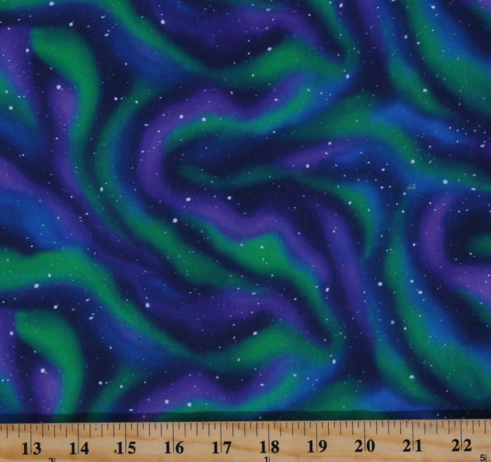 Cotton Northern Lights Aurora Borealis Colors Fabric Print by the Yard D768.57