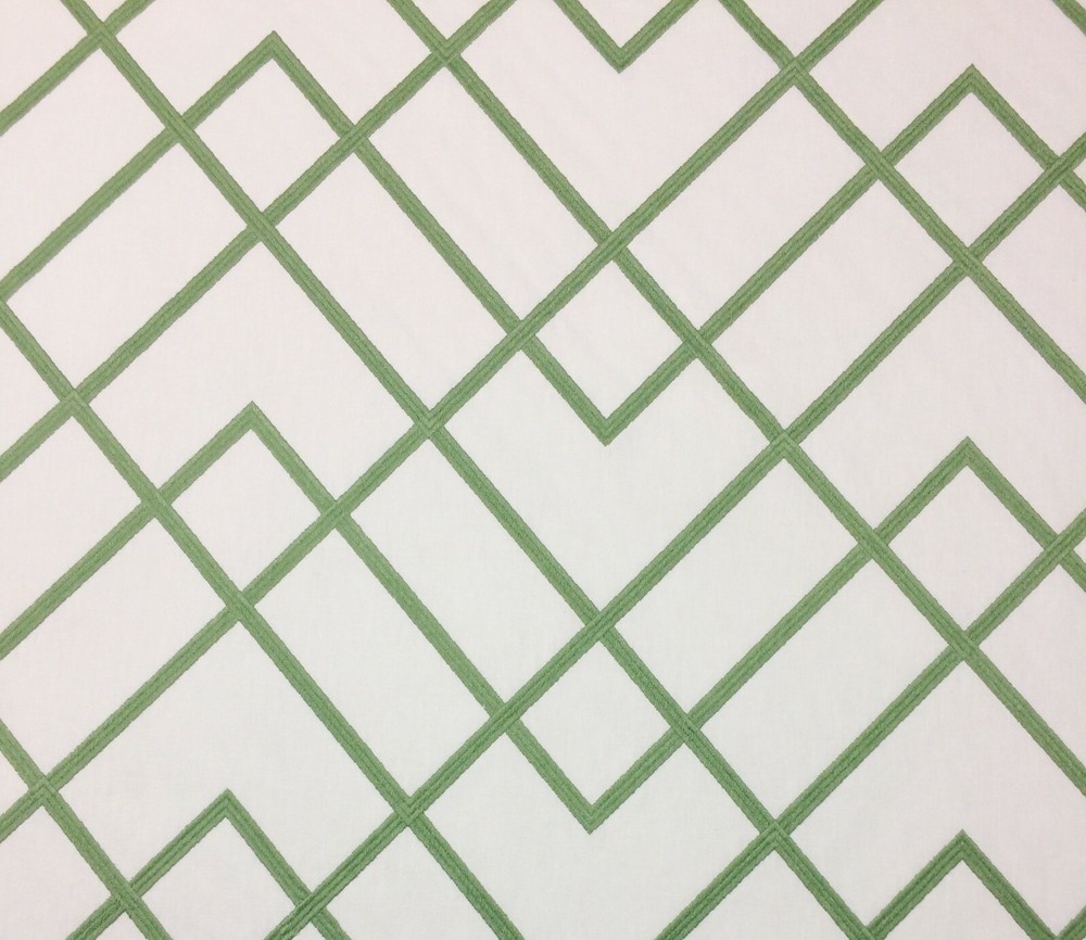 BALLARD DESIGNS IMPERIAL TRELLIS GRASS GREEN EMBROIDERED FABRIC BY THE YARD 51″W