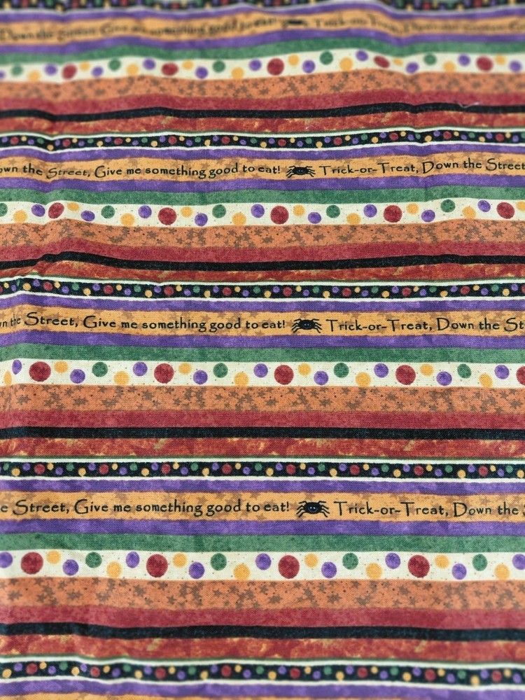 Happy Haunters Cotton Fabric Kelly Mueller Red Rooster Trick or Treat Stripe