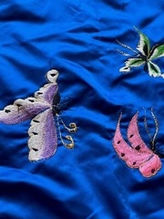 180cm X 150cm Pretty Butterfly embroidered Silk Fabric
