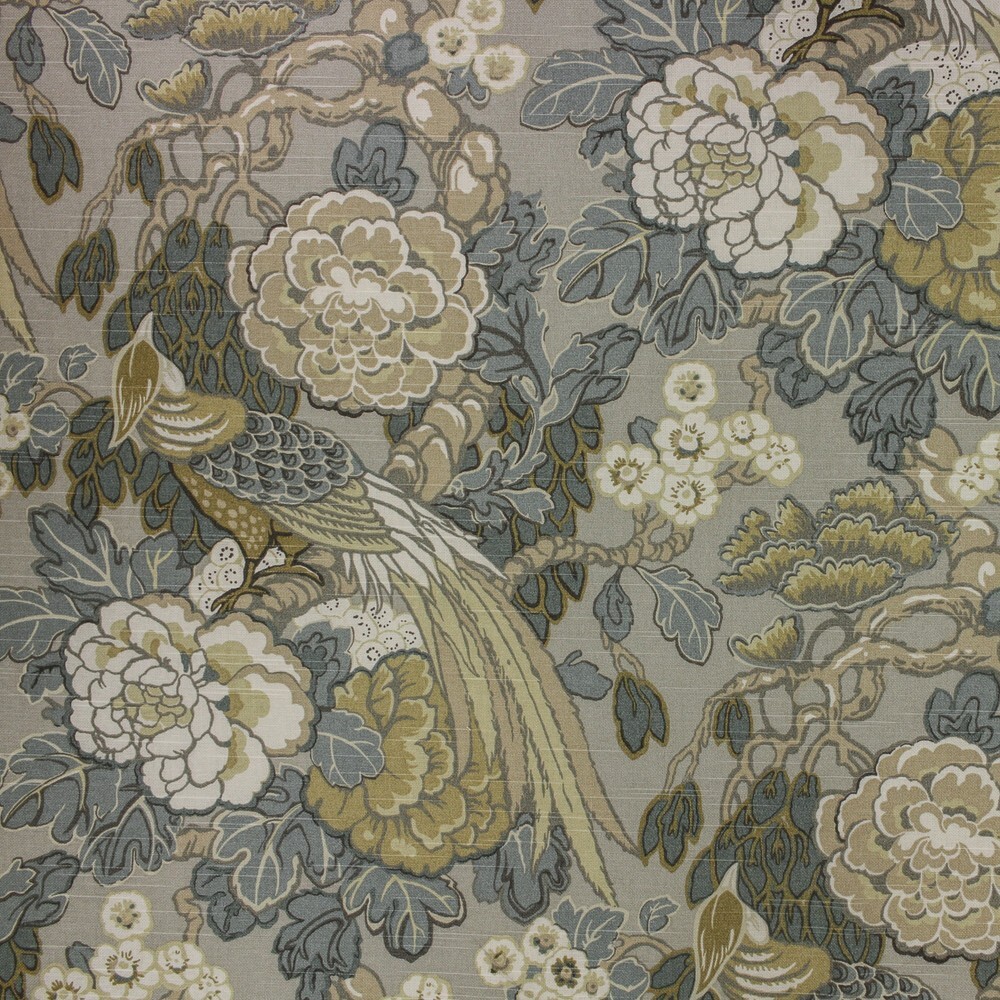 Byron in Dawn BTY Richloom 100% Cotton Slub 54″ Wide Bird Jacobean Floral