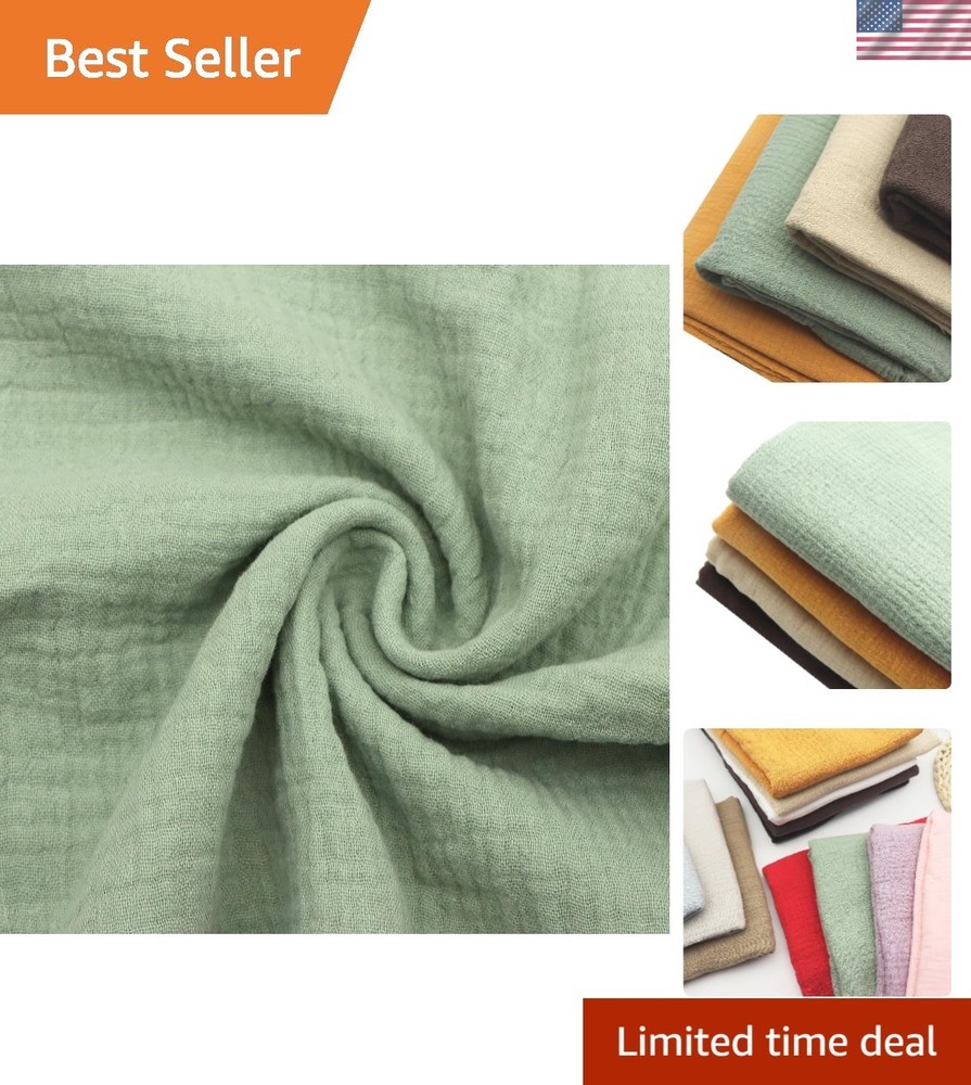 Multi-Purpose Grass Green Crinkle Cotton Gauze Fabric 39×53 Inches for Crafts