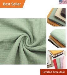 Multi-Purpose Grass Green Crinkle Cotton Gauze Fabric 39×53 Inches for Crafts