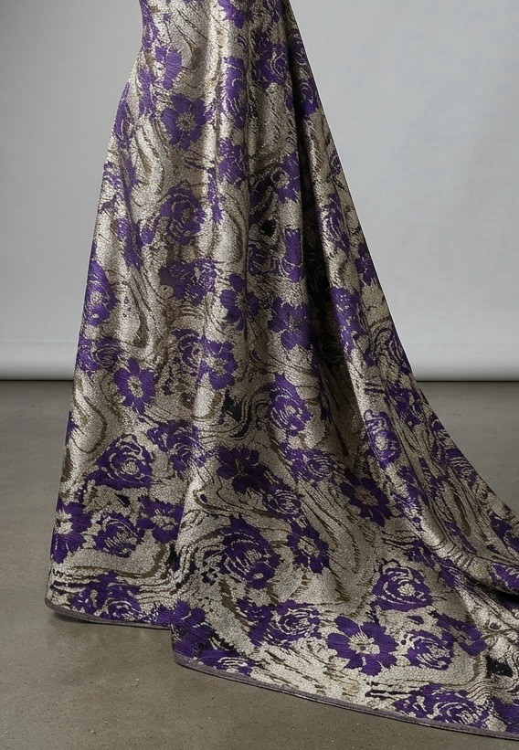 Purple Gold Jacquard Metallic Brocade Fabric 58” Width By The Yard