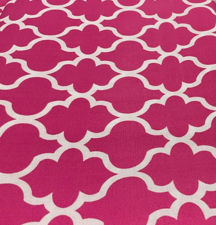 BROTHER SISTER DESIGN STUDIO -LATTICE #B34-ID-P25P-HOT PINK & WHITE- BY THE YARD