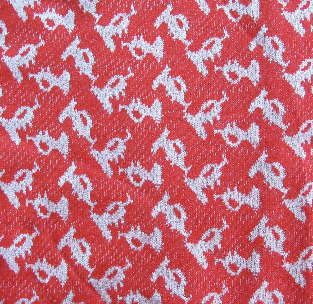 50″ x 66″W Vintage Cotton T-Shirt Skirt TUBE Knit Fabric Retro Design Red White