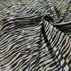 Animal Print Zebra Metallic Spandex stretch Fabric 60″ wide by Yard for Swimwear