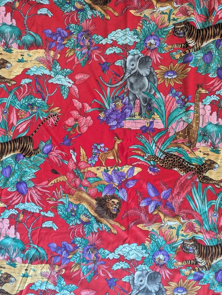 Cal Prints by Stanton-Kutasi Fabric, Red Jungle Print, 58″ x 108″, 3 Yards