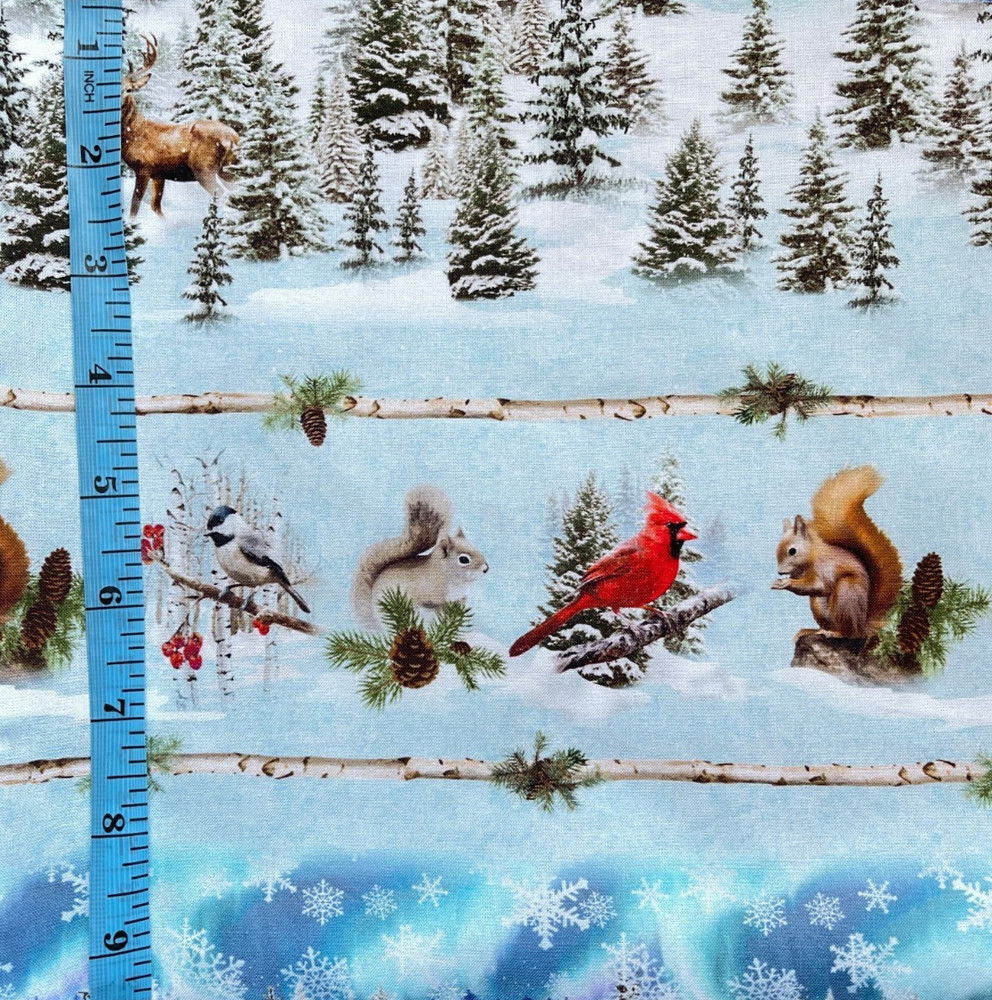 1 Yard Cotton Print Quilting Fabric Christmas Winter Clothworks Shop Hop Animals
