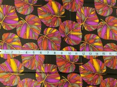 BEAUTIFUL SILK CHIFFON FABRIC COLORFUL VIBRANT LEAVES PRINT (3 YARDS) 108″ X 44″