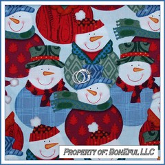 BonEful Fabric FQ Cotton Quilt L Snowman Face Hat Red Green Blue Child Dot Plaid