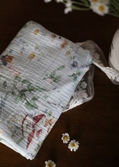 Crinkle Double Gauze Cotton Fabric By The Yard Watercolor Print 55in Wide 1yd WC