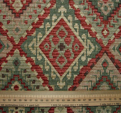 Rosso Kilim Chenille Fabric Curtain Upholstery Cushion Throws Footstool Use