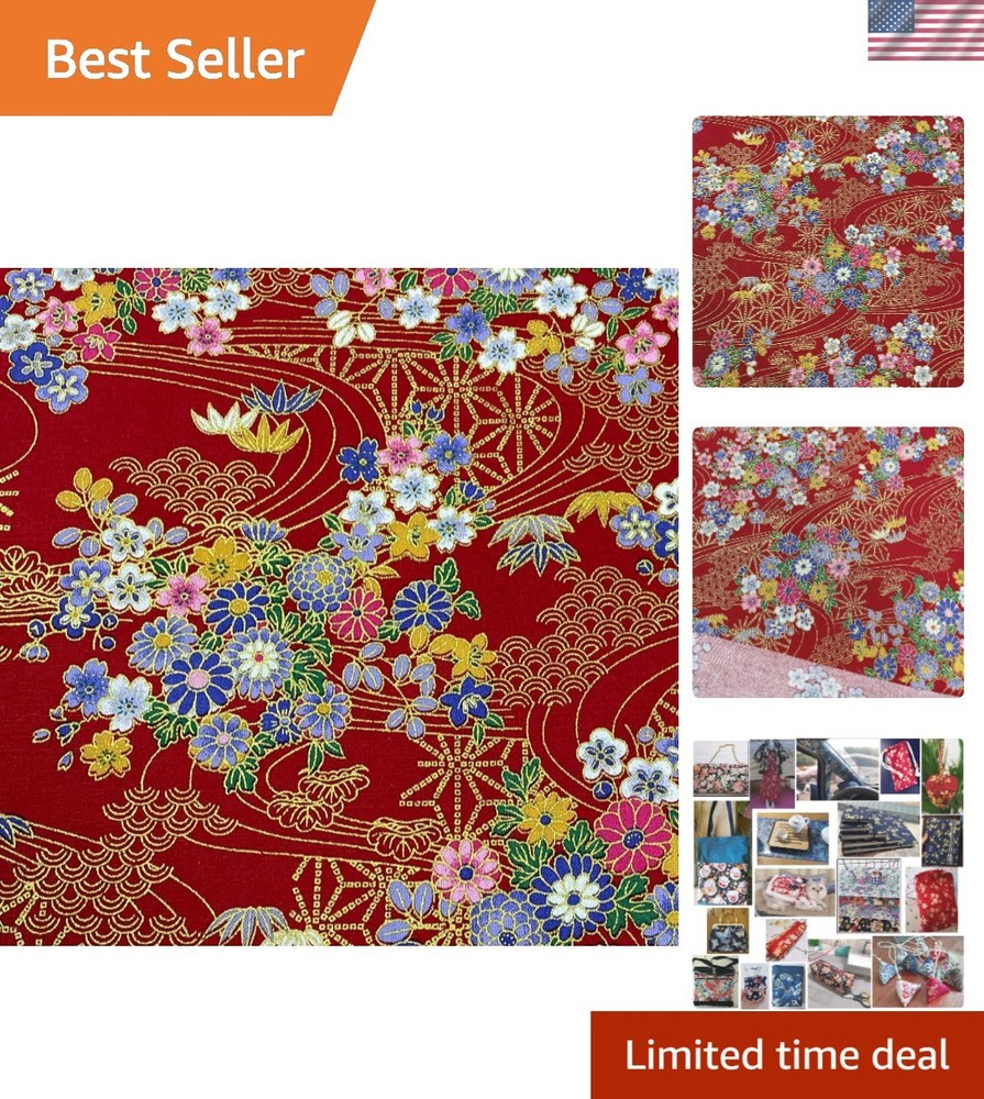 Beautiful Bronzing Floral Print Cotton Fabric 0.55 Yard – Perfect for Quilting