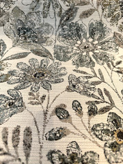 Swavelle Happy Note Blue Stone Floral Chenille Upholstery Fabric By The Yard