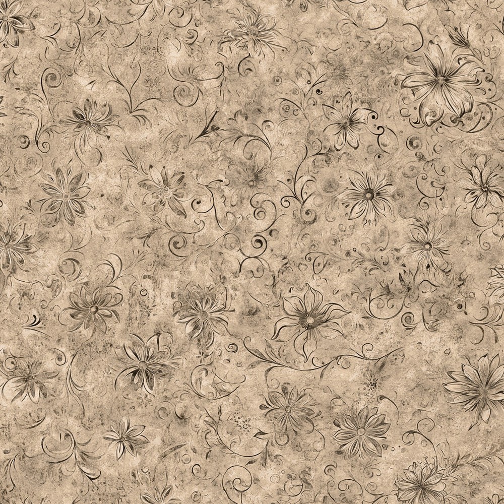 108-inch Cotton Garden Whisper Cotton Floral By the Light Pebble Tan