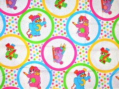 VTG COTTON FABRIC CHILDRENS fun PRINTS Popples, clowns, skating pigs, appliques