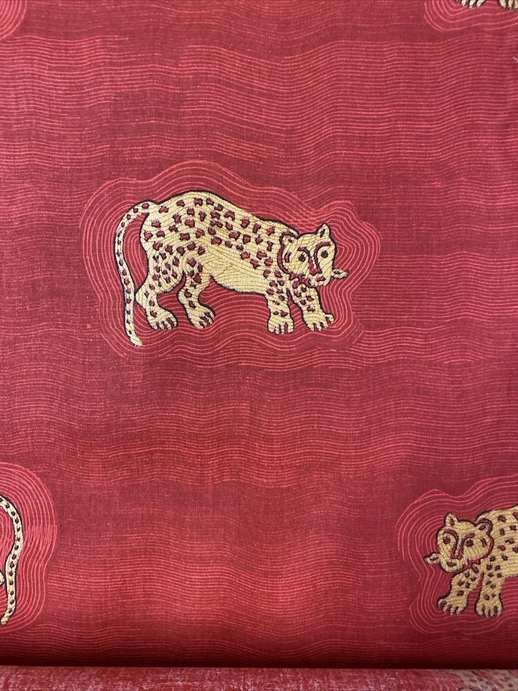 Red Cheetah Cat Print On Cotton Fabric By The Yard