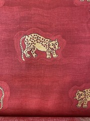 Red Cheetah Cat Print On Cotton Fabric By The Yard