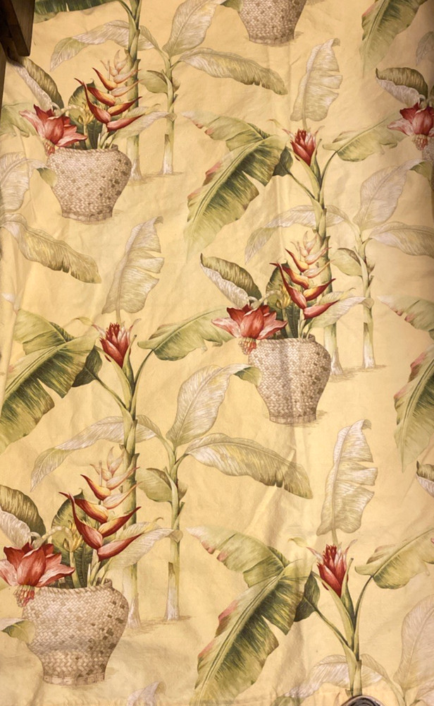 Pair Curtain Panels P Kaufmann Yellow Tropical Large Scale 60″ L #5